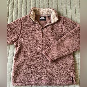 SAINT BERNARD BRAND BROWN SHERPA QUARTER ZIP SIZE SMALL